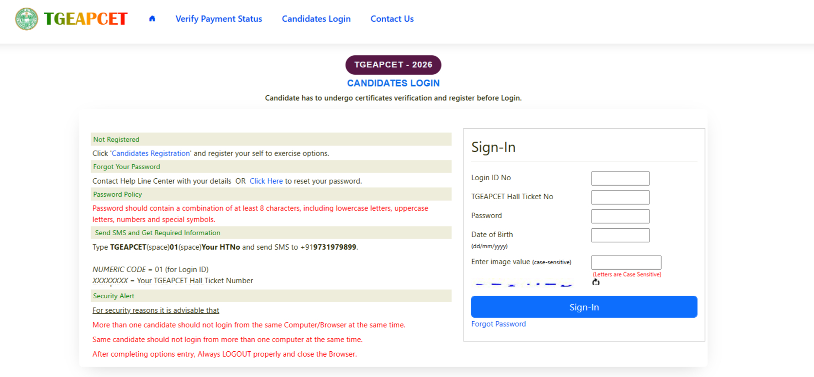 TS EAMCET seat allotment login