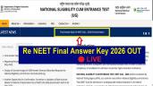 NTA Re NEET 2026 Final Answer Key Co