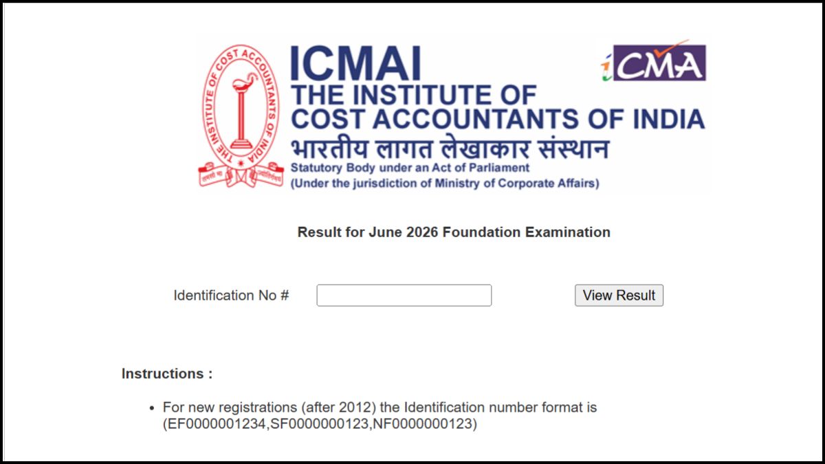 CMA Result Login Window