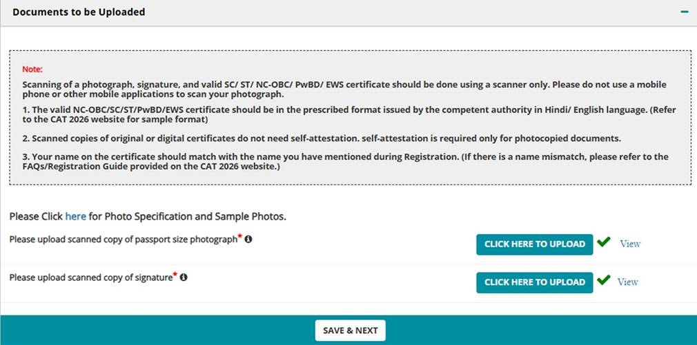 Image Upload during CAT 2026 Registration