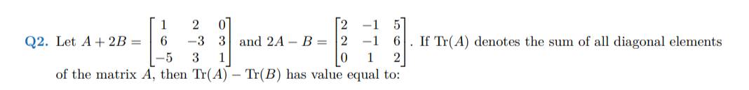 JEE Main 2027 matrices question