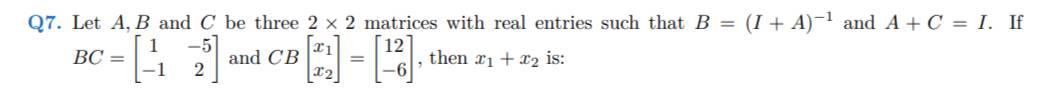 JEE Mains matrices question