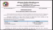 Central University of Haryana PhD Re