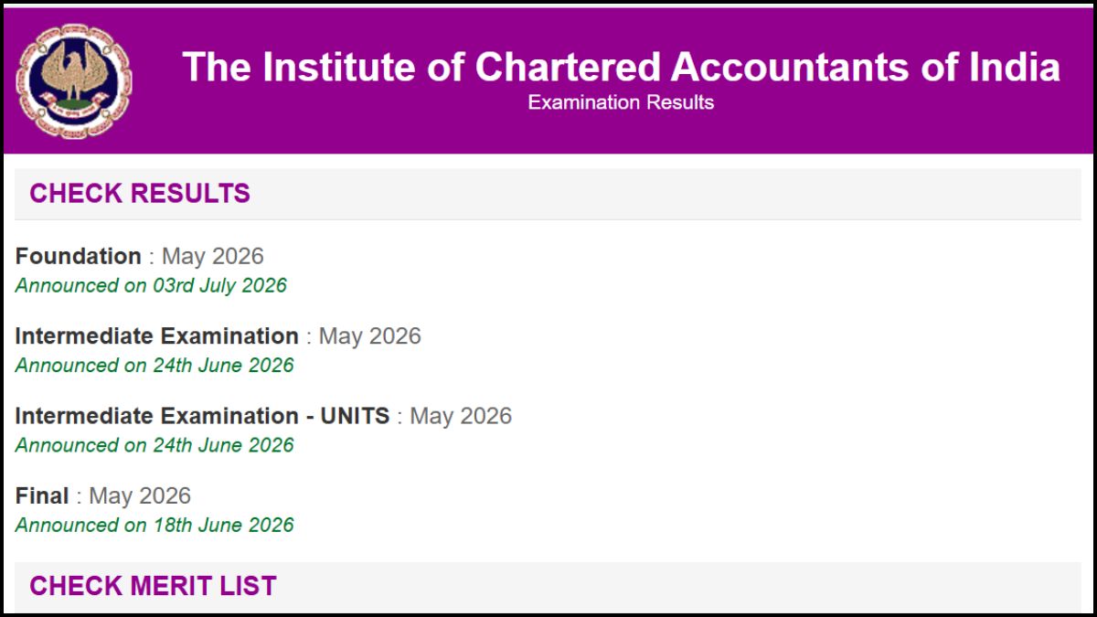 CA Inter Sep 2026 Result